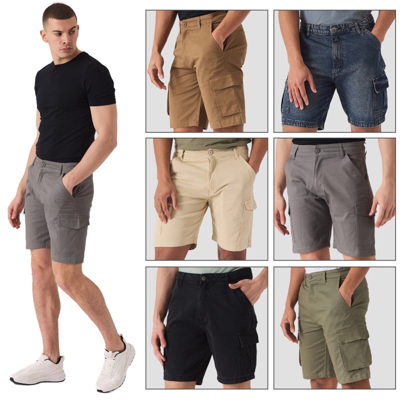 Mens Cargo Shorts Multi Pocket Slim fit Work Combat Summer Casual Half Pants