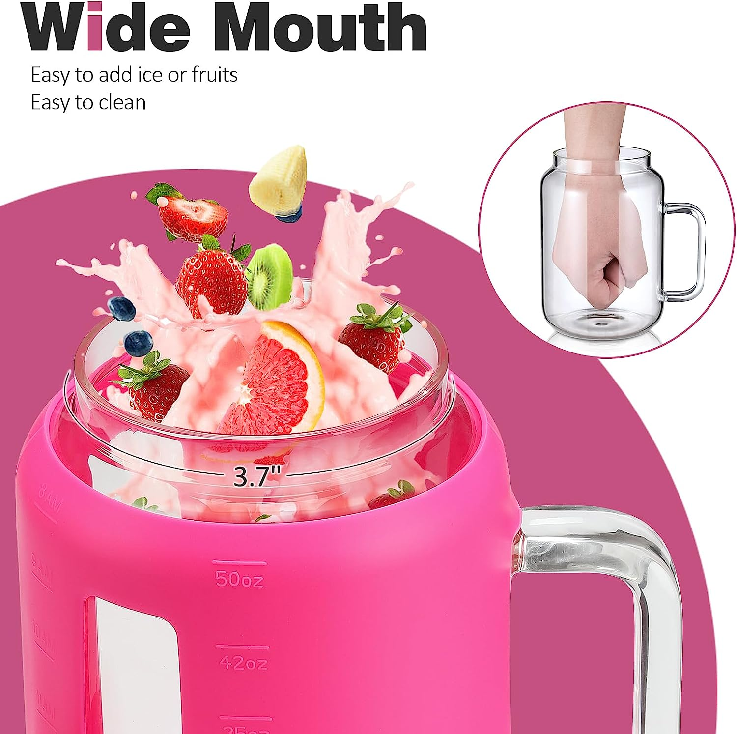 Tumbler with Lid and Straw 50 Oz Mug Tumbler with Handle Giant Glass ...